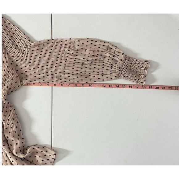 Max Studio Blush Pink Polka Dot Blouse Ribbon Necktie Size 2X (Lining Flawed) - Picture 9 of 14